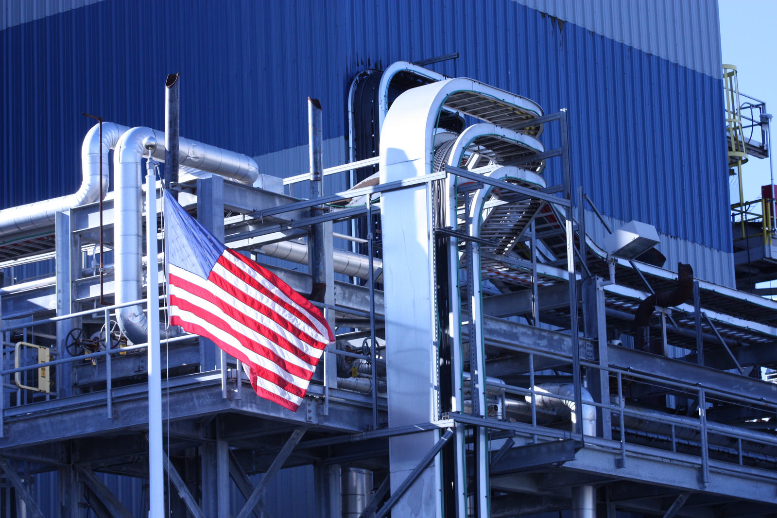 steel building and USA flag