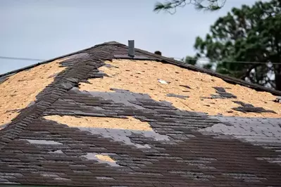 roof with storm damage