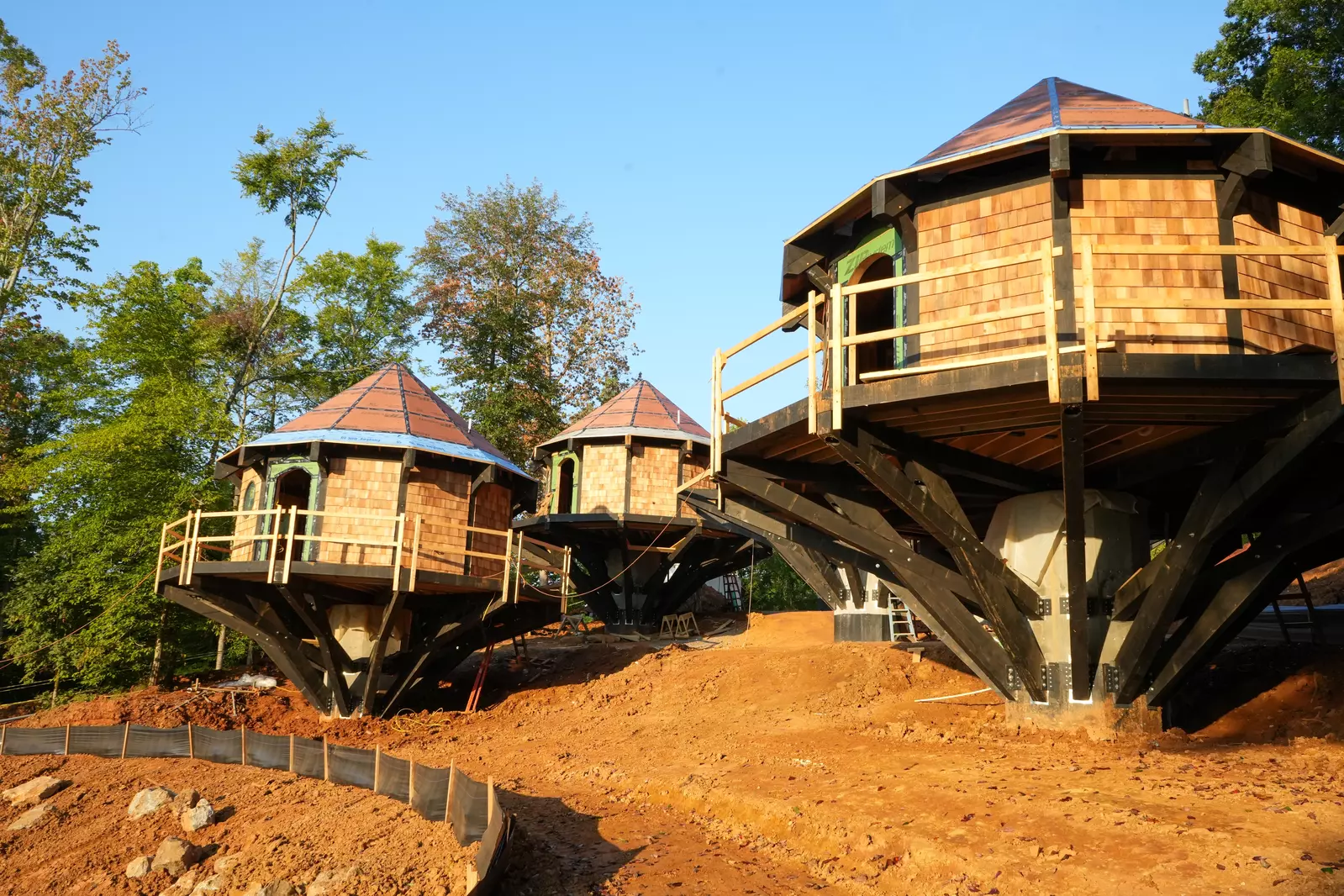 3 single tree houses